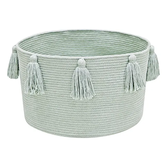 Storage basket with tassels | Azzurro