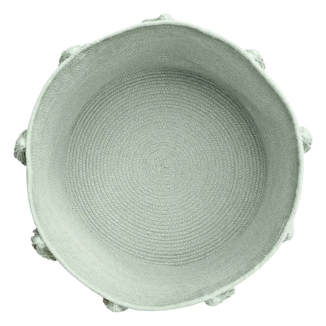 Cestino portaoggetti con nappe | Azzurro