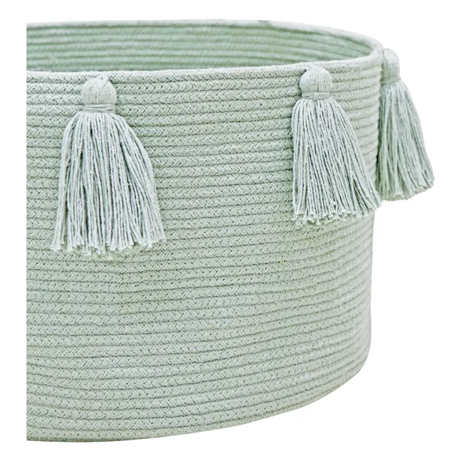 Storage basket with tassels | Azzurro
