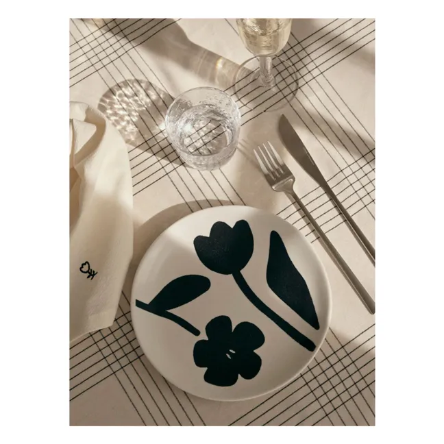 Piatto in gres Flora | Nero