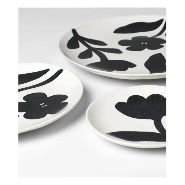 Piatto in gres Flora | Nero