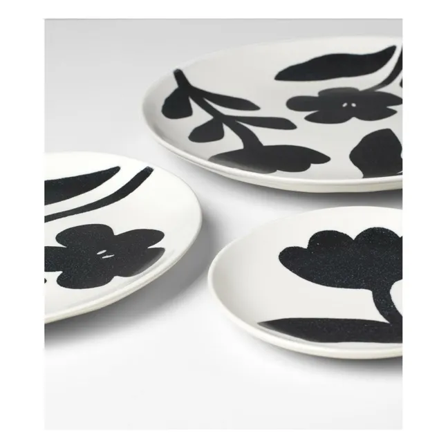 Plato de gres Flora | Negro