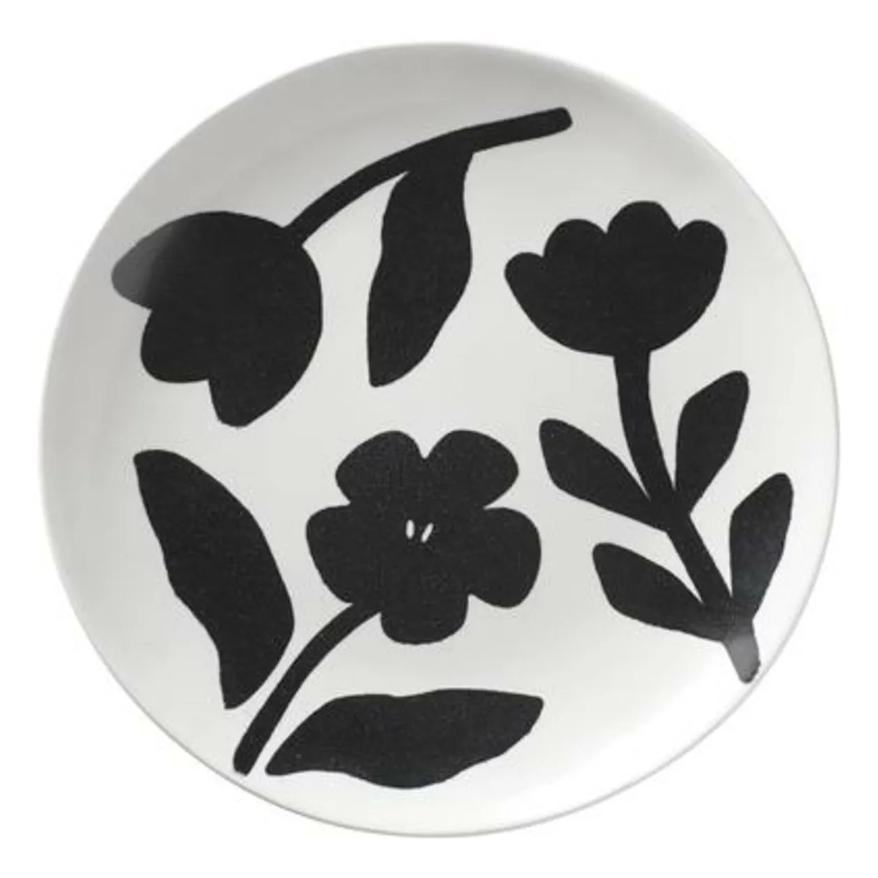 Broste Copenhagen Black Flora Stoneware Plate