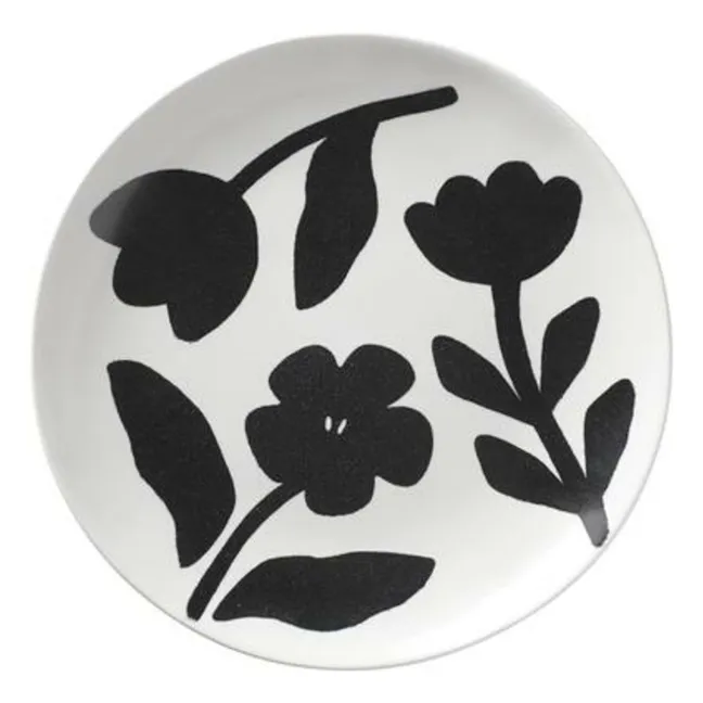 Plato de gres Flora | Negro