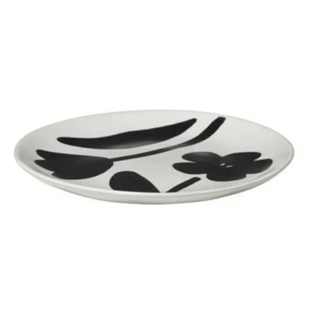 Plato de gres Flora | Negro