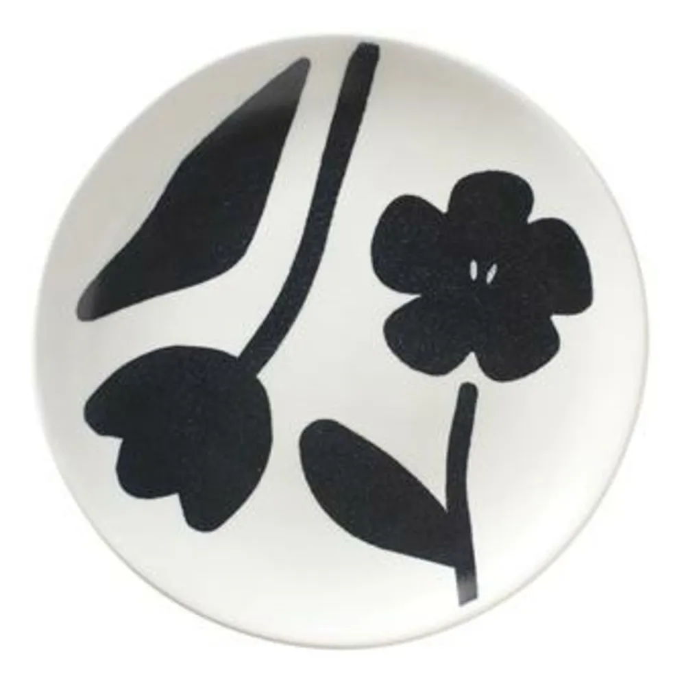 Broste Copenhagen Black Flora Stoneware Plate