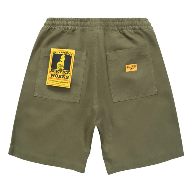 Short Canvas Chef Coton Bio | Vert olive