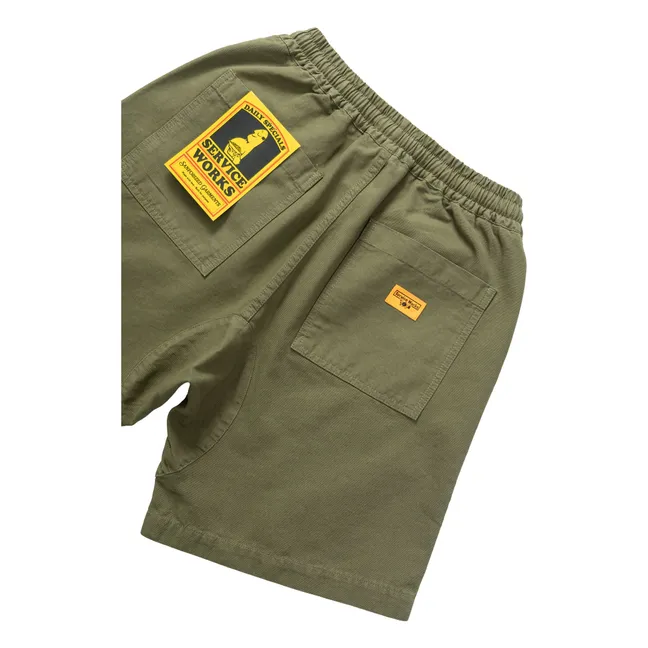 Short Canvas Chef Coton Bio | Vert olive