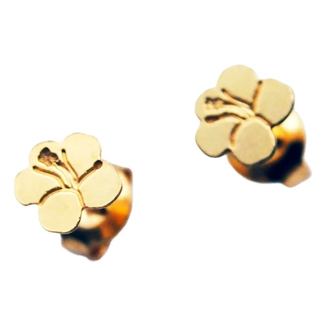 Boucles d'Oreilles Ibiscus | Doré