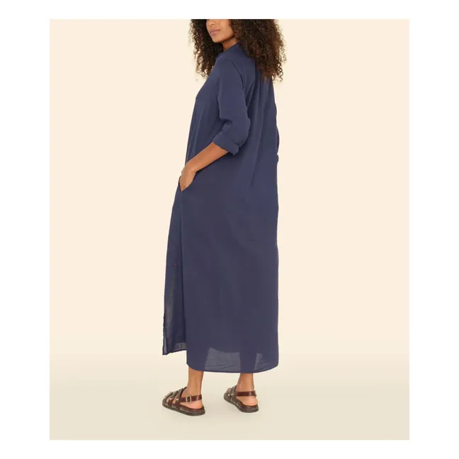 Vestido de popelina de algodón Boden | Azul Marino