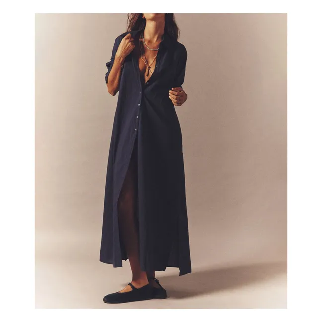 Vestido de popelina de algodón Boden | Azul Marino