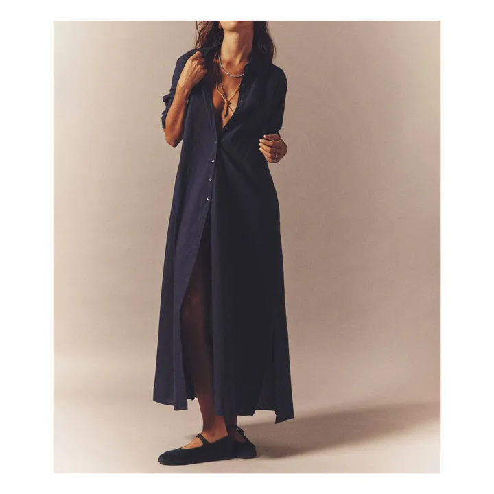 Robe Boden Popeline de Coton | Bleu marine- Image produit n°2