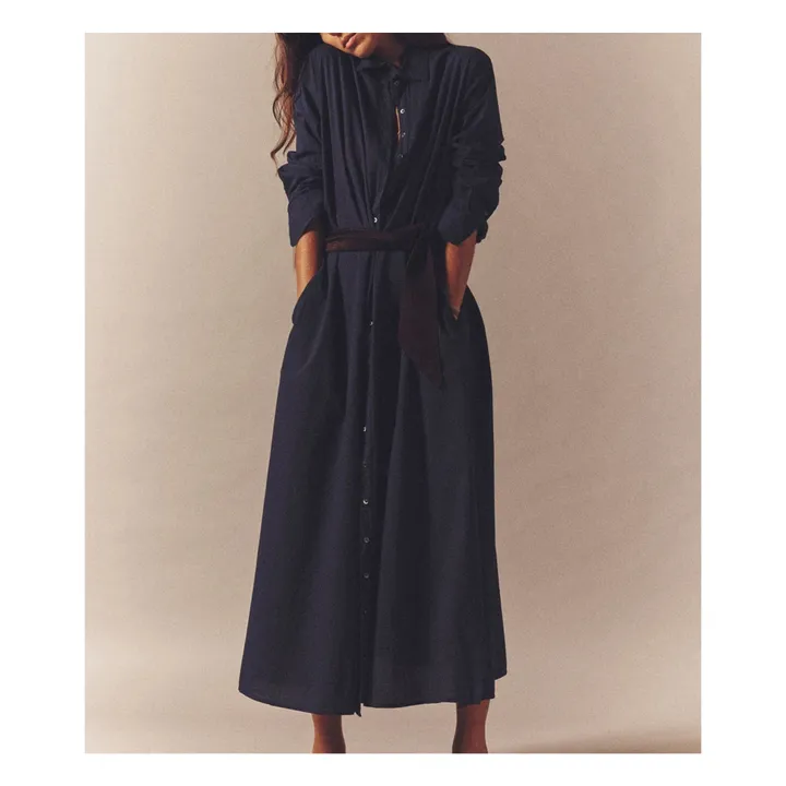 Robe Boden Popeline de Coton | Bleu marine- Image produit n°3