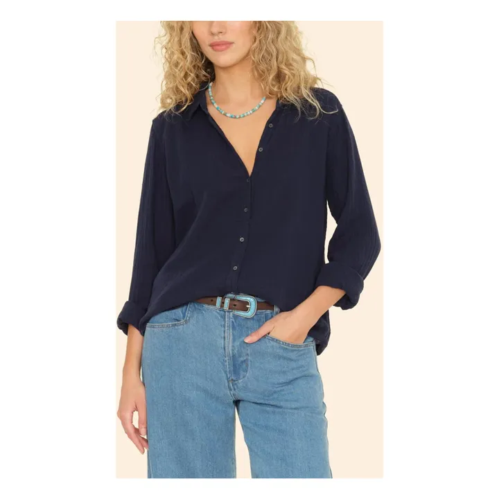 Chemise Scout Gaze de Coton | Bleu nuit- Image produit n°3