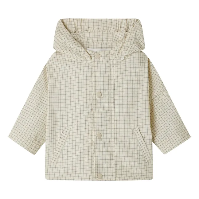 Erden Vichy Recycled Fiber Rain Jacket | Cream