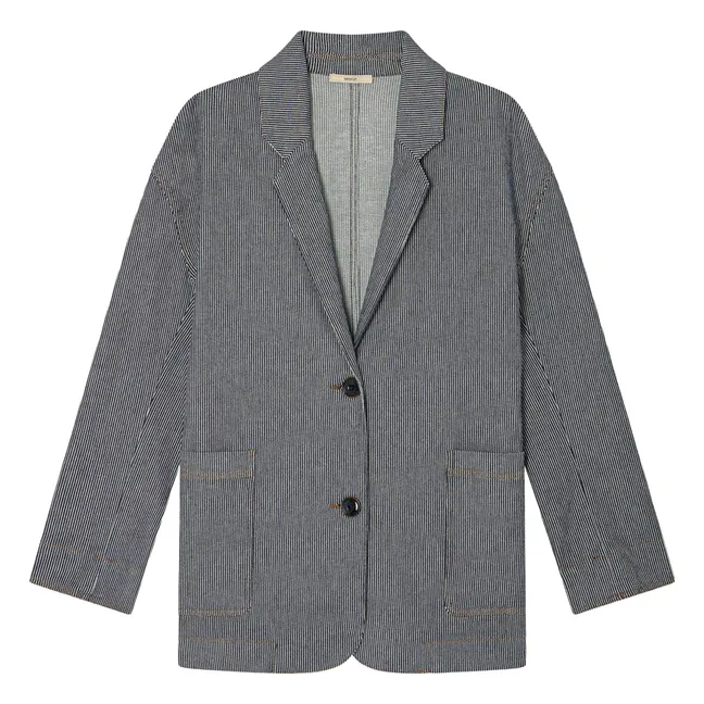 Veste Trani Rayures Coton Bio | Bleu marine