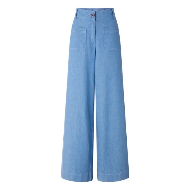 Manhatti-Hose Baumwolle und Leinen | Blau