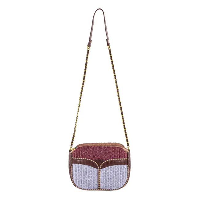 Tasche Divine Raphia und Leder | Schokoladenbraun
