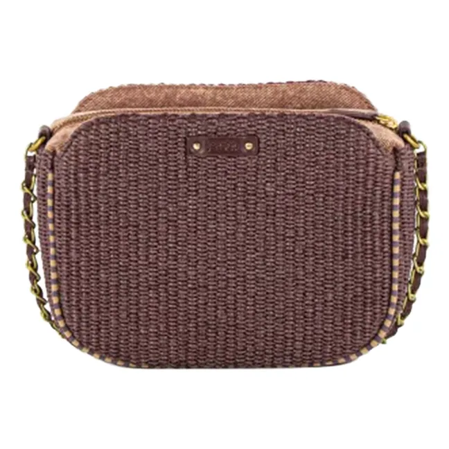 Tasche Divine Raphia und Leder | Schokoladenbraun