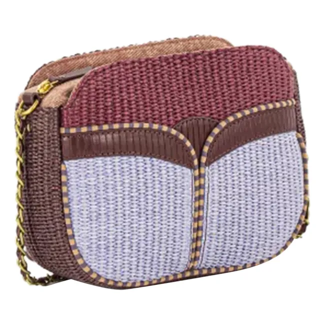 Tasche Divine Raphia und Leder | Schokoladenbraun