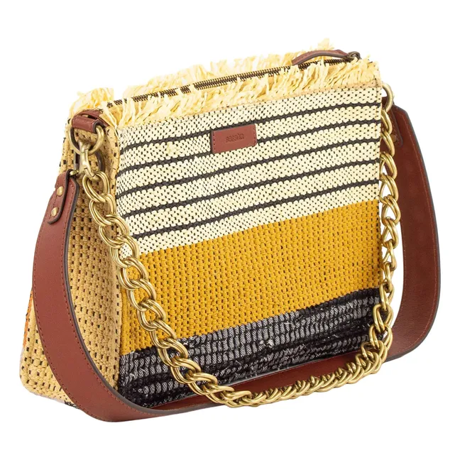 Farawa-Tasche Baumwolle und Raphia | Gelb