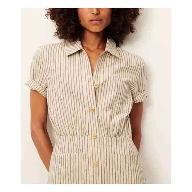 Robe Tanohi Rayures Lin et Coton Bio | Ecru