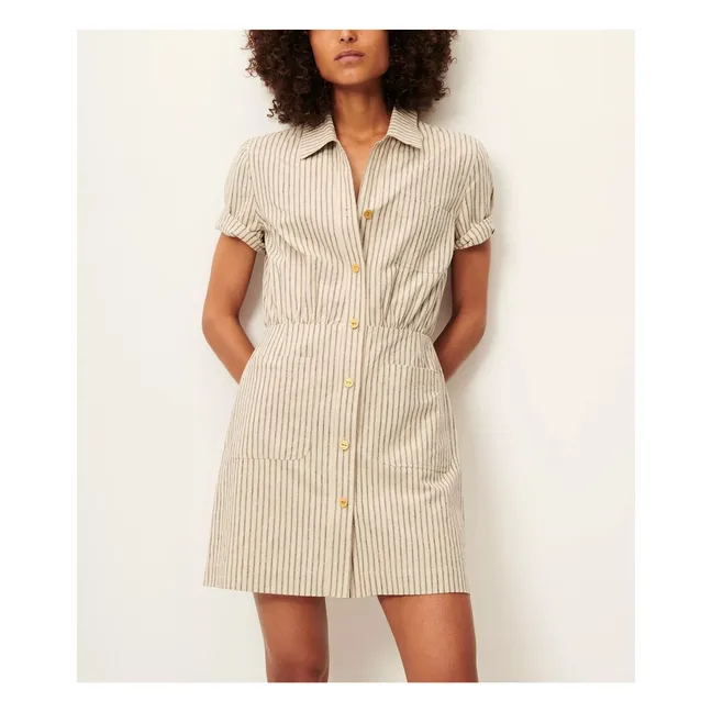 Robe Tanohi Rayures Lin et Coton Bio | Ecru