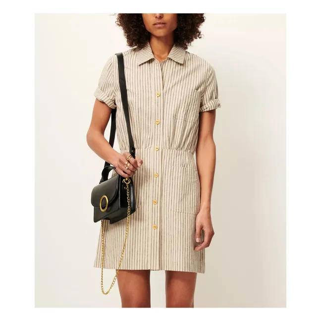 Robe Tanohi Rayures Lin et Coton Bio | Ecru