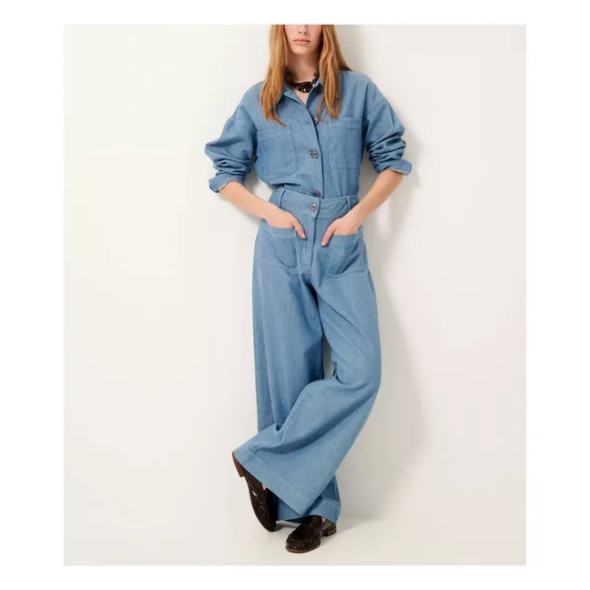 Manhatti-Hose Baumwolle und Leinen | Blau