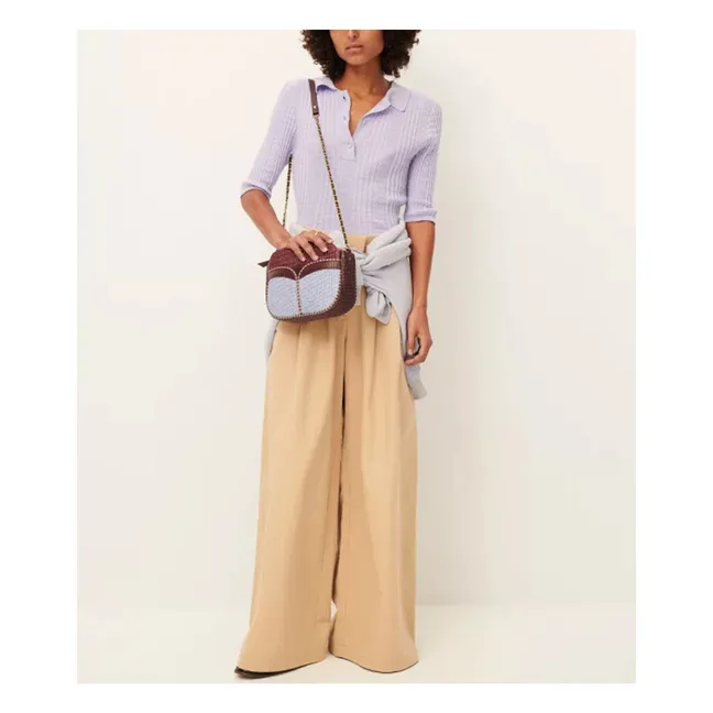 Bolso Divine de rafia y piel | Chocolate