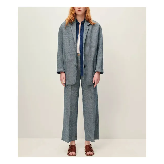 Veste Trani Rayures Coton Bio | Bleu marine