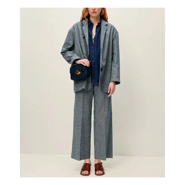 Veste Trani Rayures Coton Bio | Bleu marine