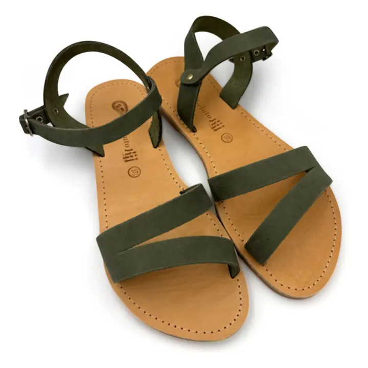 Sandales Iris Nubuck | Vert kaki- Image produit n°0