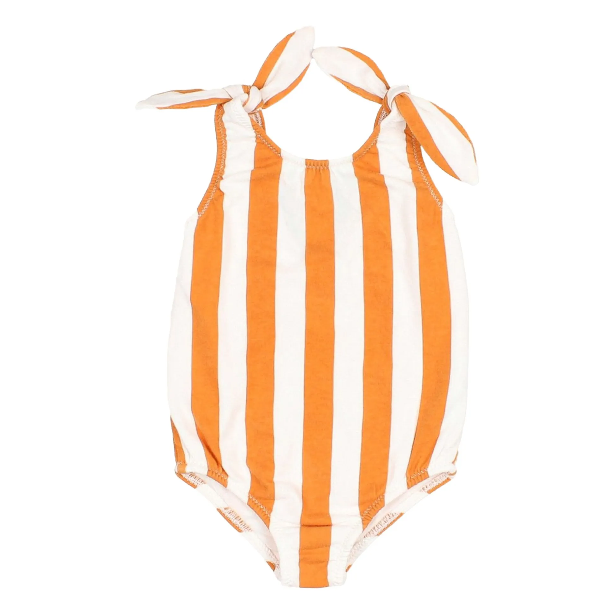 Maillot de Bain Rayures Bébé Coton Bio | Abricot- Image produit n°0