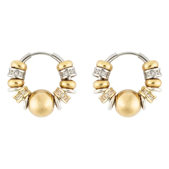 Orecchini a cerchio Bubble Shiny | Oro/Argento