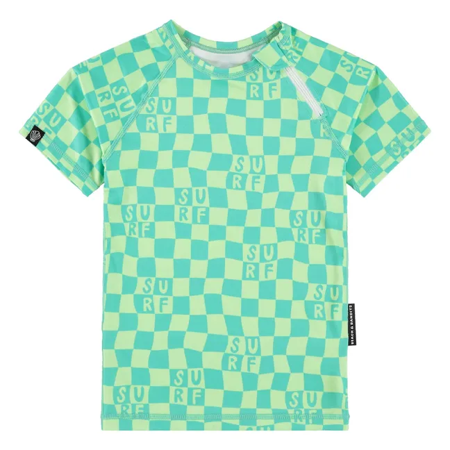 Checkered Surf Anti-UV T-Shirt Recycelte Fasern | Grün