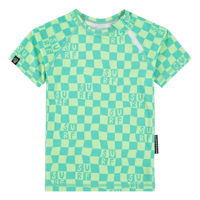 T-shirt Anti-UV Checkered Surf Fibres Recyclées | Verde