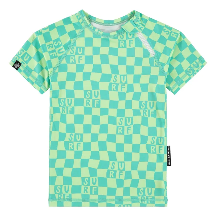 T-shirt Anti-UV Checkered Surf Fibres Recyclées | Vert- Image produit n°0