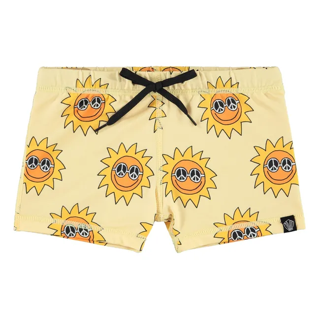 Short de Bain Anti-UV Spread Peace Fibres Recyclées | Jaune