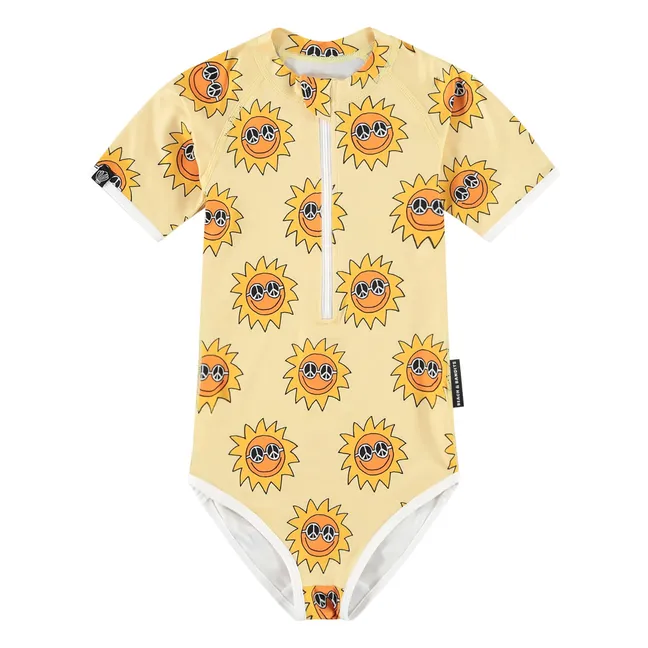 Maillot de Bain Anti-UV Spread Peace Fibres Recyclées | Jaune