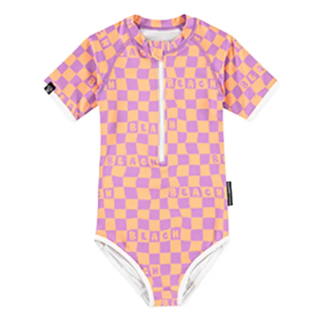 Maillot de Bain Anti-UV Checkered Beach Fibres Recyclées | Violet