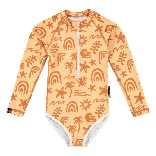 Maillot de Bain Anti-UV Tropical Vibes Fibres Recyclées | Abricot