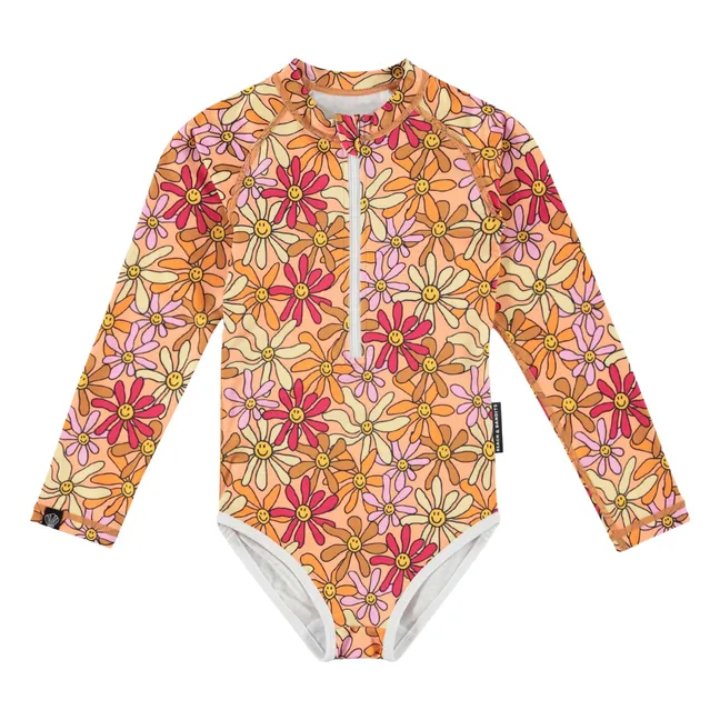 Austin Flowers UV-beständiges einteiliges Trikot aus recycelten Fasern | Orange