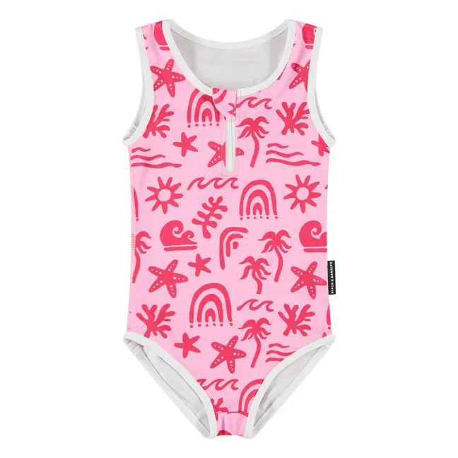 Maillot 1 Pièce Anti-UV Tropical Vibes Fibres Recyclées | Rose