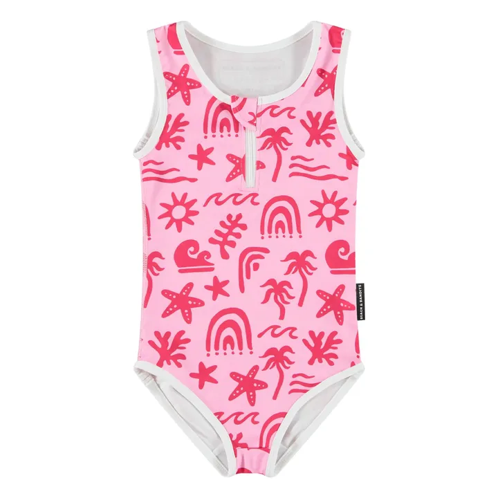 Maillot 1 Pièce Anti-UV Tropical Vibes Fibres Recyclées | Rose- Image produit n°0