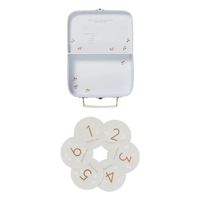 Coffret naissance valisette à pois doré