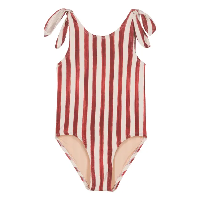 Striped Organic Cotton Swimsuit | Red