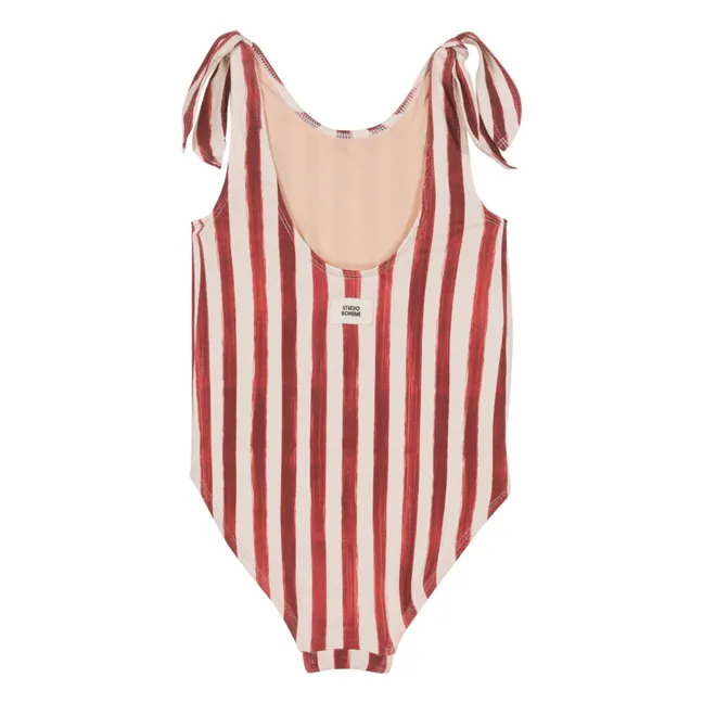 Striped Organic Cotton Swimsuit | Red