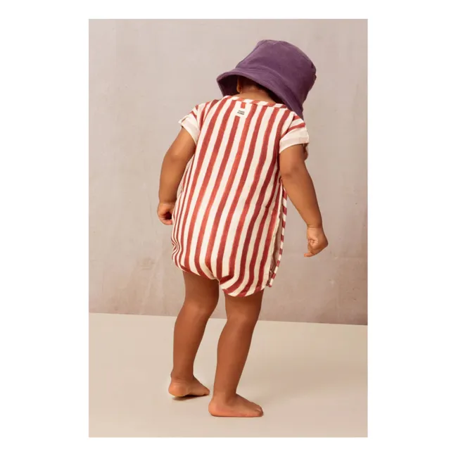 Barboteuse Rayée Gaze de Coton | Rouge
