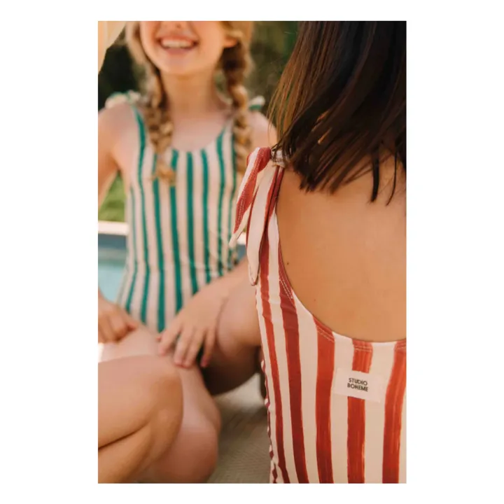 Maillot de Bain Rayé Coton Bio | Rouge- Image produit n°8